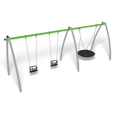 Η κούνια Omega, με την προέκταση πλαισίου είναι ένα ευέλικτο και ανθεκτικό πλήρες σετ κούνιας 3 θέσεων, ιδανικό για κάθε παιδική χαρά. Αυτό το σετ κούνιας περιλαμβάνει δύο καθίσματα Kiddy και και ένα κάθισμα Bravo, προσφέροντας διασκέδαση και ποικιλία σε παιδιά διαφορετικών ηλικιών. Διαθέτει στιβαρό ατσάλινο πλαίσιο, παρέχοντας ταυτόχρονα κομψή εμφάνιση και μακροχρόνια αντοχή. Ιδανικό για πάρκα, σχολεία και χώρους παιχνιδιού που αναζητούν μια αξιόπιστη, συναρπαστική εμπειρία αιώρησης. Σχεδιασμένο με γνώμονα την ασφάλεια και τη σταθερότητα, η κούνια Omega χρησιμοποιεί ένα χυτό σύστημα αγκύρωσης για ασφαλή εγκατάσταση και αυτή η παραλλαγή διατίθεται σε πράσινο χρώμα