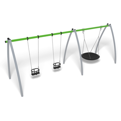 Η κούνια Omega διαθέτει το σύστημα αποτροπής του τυλίγματος της αλυσίδας, με την προέκταση πλαισίου είναι ένα ευέλικτο και ανθεκτικό πλήρες σετ κούνιας 3 θέσεων, ιδανικό για κάθε παιδική χαρά. Αυτό το σετ κούνιας περιλαμβάνει δύο καθίσματα Kiddy και και ένα κάθισμα Bravo, προσφέροντας διασκέδαση και ποικιλία σε παιδιά διαφορετικών ηλικιών. Διαθέτει στιβαρό ατσάλινο πλαίσιο, παρέχοντας ταυτόχρονα κομψή εμφάνιση και μακροχρόνια αντοχή. Ιδανικό για πάρκα, σχολεία και χώρους παιχνιδιού που αναζητούν μια αξιόπιστη, συναρπαστική εμπειρία αιώρησης. Σχεδιασμένο με γνώμονα την ασφάλεια και τη σταθερότητα, η κούνια Omega χρησιμοποιεί ένα χυτό σύστημα αγκύρωσης για ασφαλή εγκατάσταση και αυτή η παραλλαγή διατίθεται σε πράσινο χρώμα