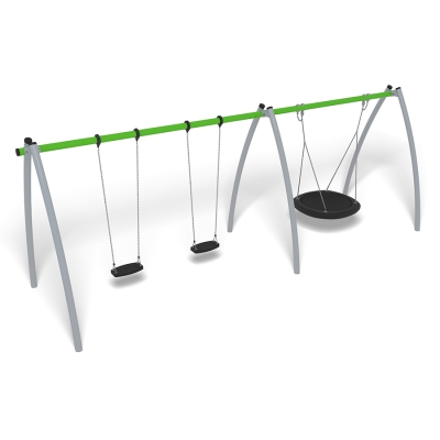 Η κούνια Omega διαθέτει το σύστημα αποτροπής του τυλίγματος της αλυσίδας, με την προέκταση πλαισίου είναι ένα ευέλικτο και ανθεκτικό πλήρες σετ κούνιας 3 θέσεων, ιδανικό για κάθε παιδική χαρά. Αυτό το σετ κούνιας περιλαμβάνει δύο καθίσματα Katja και και ένα κάθισμα Bravo, προσφέροντας διασκέδαση και ποικιλία σε παιδιά διαφορετικών ηλικιών. Διαθέτει στιβαρό ατσάλινο πλαίσιο, παρέχοντας ταυτόχρονα κομψή εμφάνιση και μακροχρόνια αντοχή. Ιδανικό για πάρκα, σχολεία και χώρους παιχνιδιού που αναζητούν μια αξιόπιστη, συναρπαστική εμπειρία αιώρησης. Σχεδιασμένο με γνώμονα την ασφάλεια και τη σταθερότητα, η κούνια Omega χρησιμοποιεί ένα χυτό σύστημα αγκύρωσης για ασφαλή εγκατάσταση και αυτή η παραλλαγή διατίθεται σε πράσινο χρώμα.