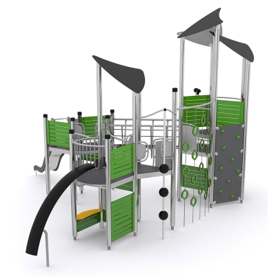 Αυτή είναι η απόλυτη διαδρομή περιπέτειας, μόνο που είναι πιο διασκεδαστική και χωρίς αποκλεισμούς! Τα παιδιά μπορούν να έχουν πρόσβαση σε αυτήν μέσω πολλαπλών μονάδων αναρρίχησης, αναπτύσσοντας έτσι τη δύναμή τους και τον συντονισμό χεριού-ματιού, ποδιού-ματιού. Μετά από μια γρήγορη ξεκούραση σε ένα από τα καταστρώματα, μπορούν να κατέβουν με την κυματιστή τσουλήθρα ή την ολοκαίνουργια τσουλήθρα Arco. Αυτός είναι ένας εξαιρετικός τρόπος για να χτίσετε αυτοπεποίθηση και να μάθετε να παίρνετε διαχειρίσιμα ρίσκα, αναπτύσσοντας παράλληλα μια καλή αίσθηση συντροφικότητας.