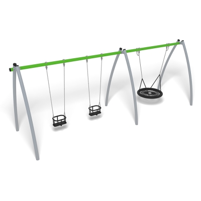 Η κούνια Omega με την προέκταση πλαισίου είναι ένα ευέλικτο και ανθεκτικό πλήρες σετ κούνιας 3 θέσεων, ιδανικό για κάθε παιδική χαρά. Αυτό το σετ κούνιας περιλαμβάνει δύο καθίσματα Kiddy και και ένα κάθισμα Nestor, προσφέροντας διασκέδαση και ποικιλία σε παιδιά διαφορετικών ηλικιών. Διαθέτει στιβαρό ατσάλινο πλαίσιο, παρέχοντας ταυτόχρονα κομψή εμφάνιση και μακροχρόνια αντοχή. Ιδανικό για πάρκα, σχολεία και χώρους παιχνιδιού που αναζητούν μια αξιόπιστη, συναρπαστική εμπειρία αιώρησης. Σχεδιασμένο με γνώμονα την ασφάλεια και τη σταθερότητα, η κούνια Omega χρησιμοποιεί ένα χυτό σύστημα αγκύρωσης για ασφαλή εγκατάσταση και αυτή η παραλλαγή διατίθεται σε πράσινο χρώμα.